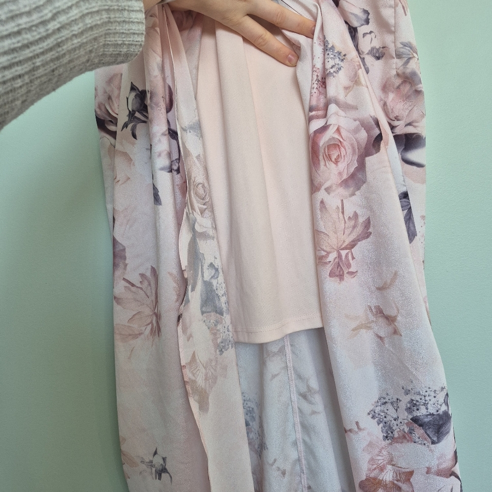 Suzy Shier Women's Romantic Feminine Pink Floral Halter Rose Dress Size M - Picture 5 of 9